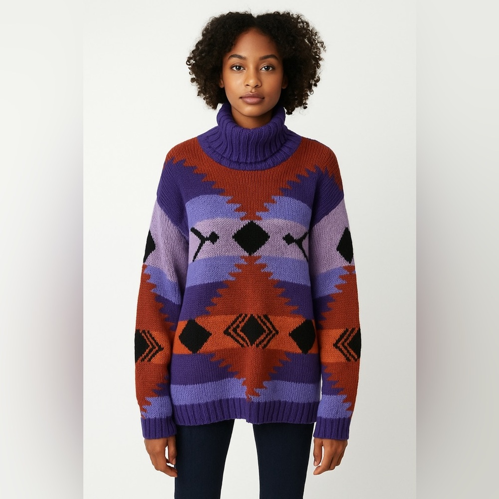 Bold Southwestern-Inspired Turtleneck Sweater vintage